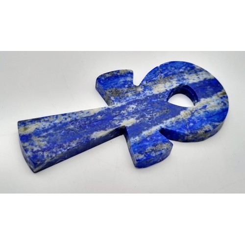 160 - A very collectable, antique, large, hand carved, lapis lazuli ANKH. Totally natural, with excellent ... 