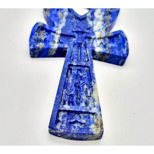 160 - A very collectable, antique, large, hand carved, lapis lazuli ANKH. Totally natural, with excellent ... 