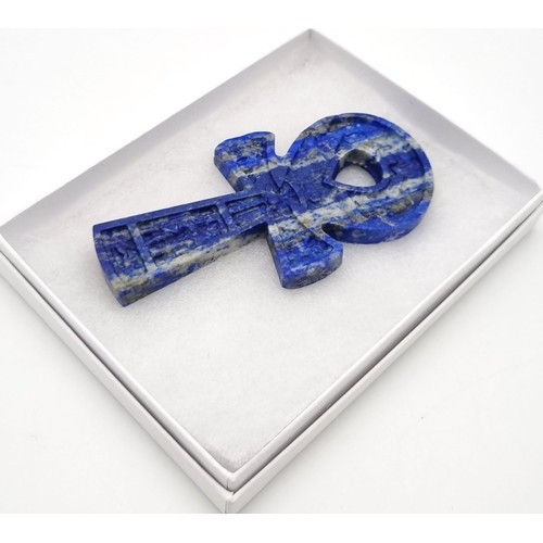 160 - A very collectable, antique, large, hand carved, lapis lazuli ANKH. Totally natural, with excellent ... 