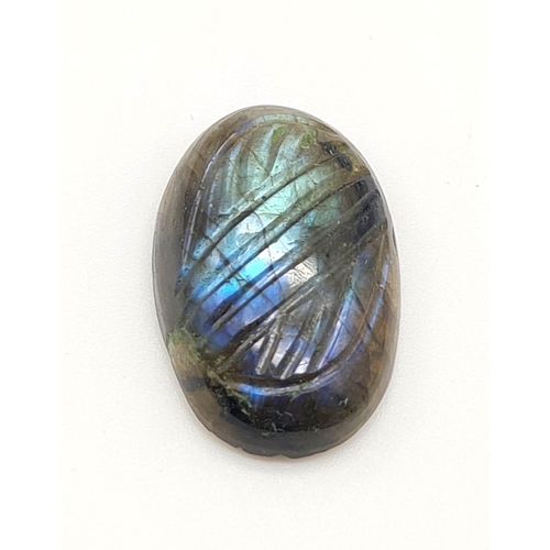 1254 - 25.05 Ct Carved Labradorite, Oval Shape, GLI Certified