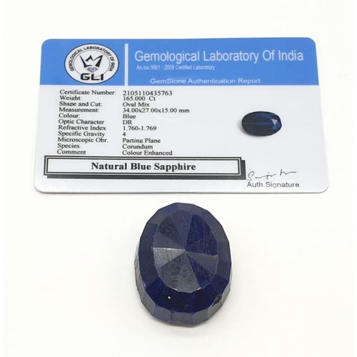 1270 - 165ct Large size blue sapphire gemstone