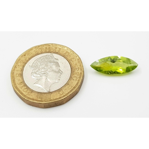 1286 - 2.35 Ct Peridot, Marquise Shape, GLI Certified