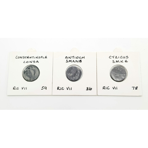 1148 - Lot of 3 Roman Coins - Constantinople, Cyzius SMKE , Antioch Smanb, RIC VII.