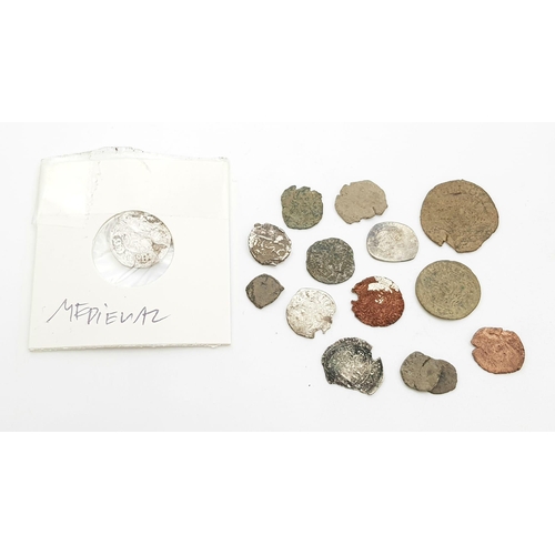 219 - Lot of 15 Medieval coins (XII-XVII) century, crusader hammered silver and bronze coins. Hungarian, A... 