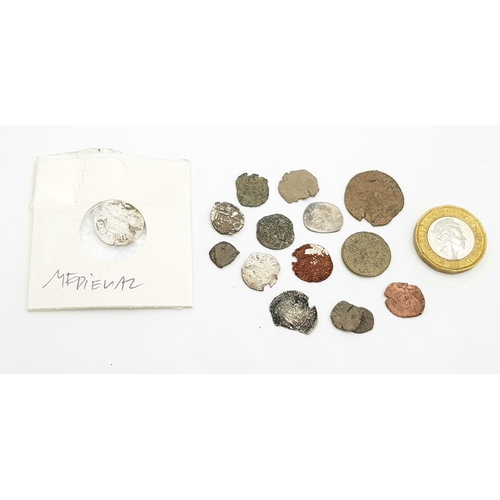 219 - Lot of 15 Medieval coins (XII-XVII) century, crusader hammered silver and bronze coins. Hungarian, A... 