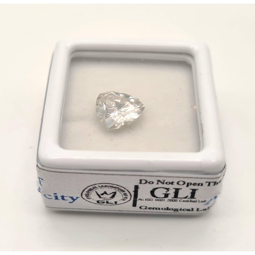 1320 - A trillion cut white moissanite with GLI certificate. Weight: 1.81 carats, dimensions: 8 x 7.5 x 5.2... 