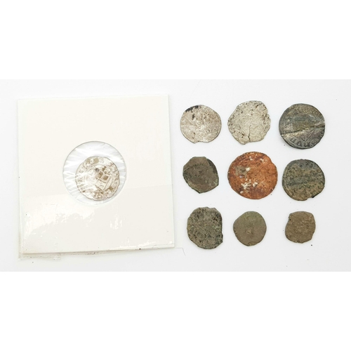 473 - Lot of 10 Medieval coins (XII-XVII) century, crusader hammered silver and bronze coins. Hungarian, A... 