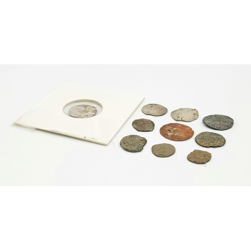 473 - Lot of 10 Medieval coins (XII-XVII) century, crusader hammered silver and bronze coins. Hungarian, A... 