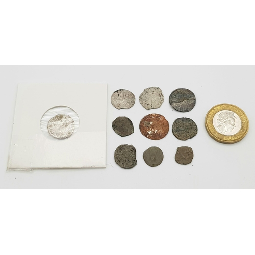 473 - Lot of 10 Medieval coins (XII-XVII) century, crusader hammered silver and bronze coins. Hungarian, A... 