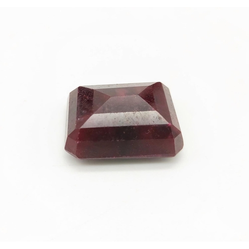 969 - 62.65cts Loose Ruby Gemstone. Rectangular step cut. GLI certified.