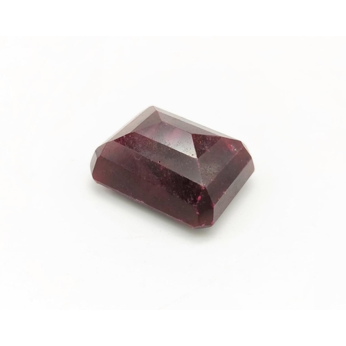 969 - 62.65cts Loose Ruby Gemstone. Rectangular step cut. GLI certified.