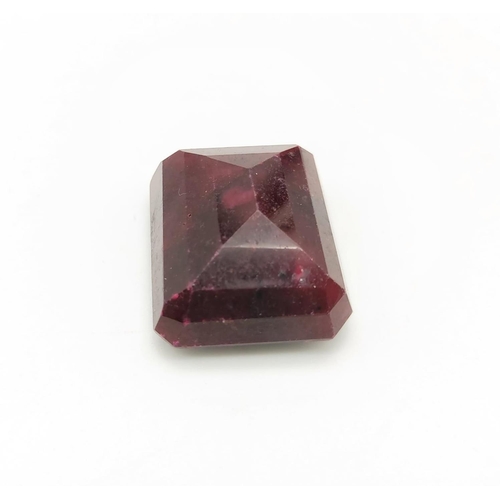 969 - 62.65cts Loose Ruby Gemstone. Rectangular step cut. GLI certified.