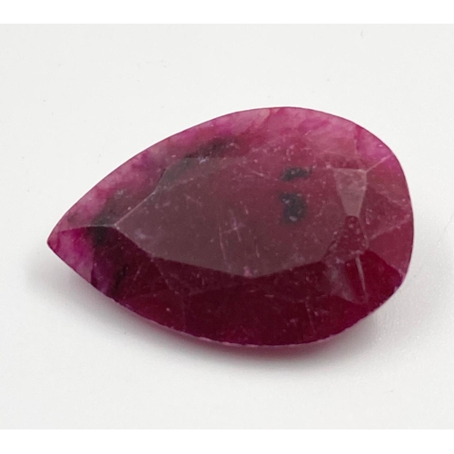 962 - 31.20ct Natural Ruby. Pear cut. GLI certified.