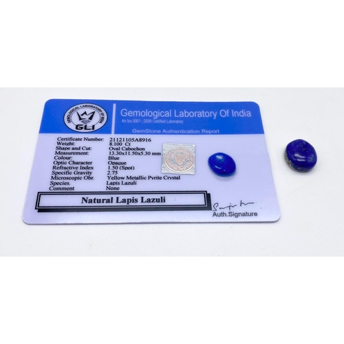 882 - 8.10ct Natural Lapis Lazuli Gemstone. GLI cert.