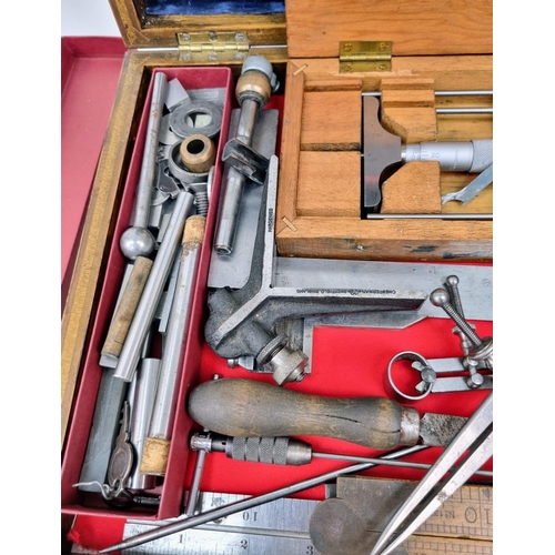 975 - A box of vintage engineering tools including tools by Moore & Wright. A nice lot of vintage engineer... 