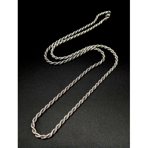 1308 - A Vintage 925 Silver Rope Link Necklace. 50cm. 10.34g