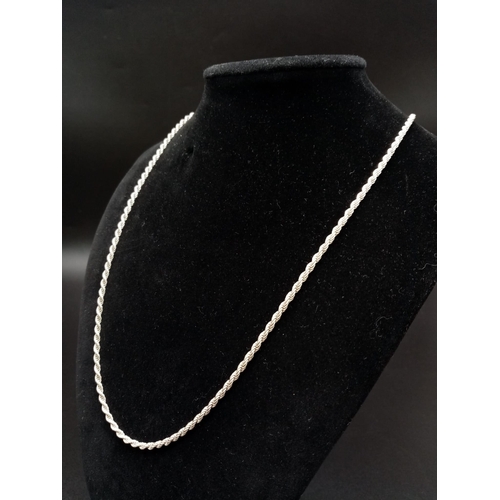 1308 - A Vintage 925 Silver Rope Link Necklace. 50cm. 10.34g