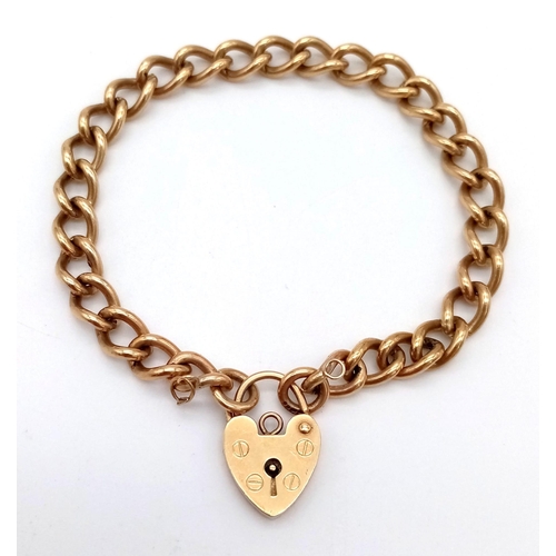 508 - A Vintage Belcher Link Bracelet with Heart Clasp. 18cm. 18.12g.