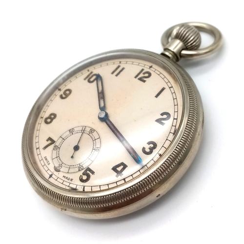 596 - A Vintage Possibly Antique Swiss Pocket Watch. Top winder with sub second dial. In working order. 5c... 