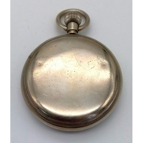 596 - A Vintage Possibly Antique Swiss Pocket Watch. Top winder with sub second dial. In working order. 5c... 