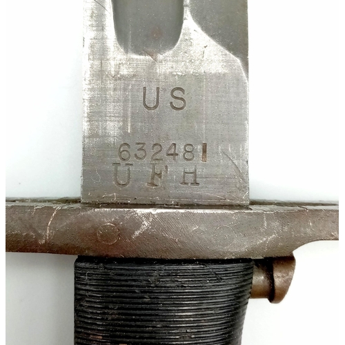 383 - A WW2 US MI-E Garand Bayonet – cut down 1916 Springfield.