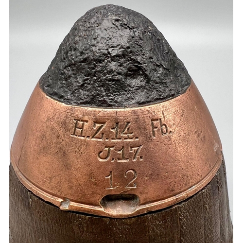 451 - A Paper Weight Made from a WW1 German HZ 14 Fuze and Wood that was found on the Somme.