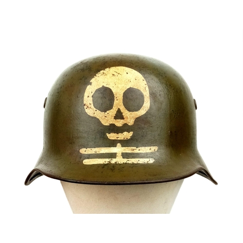 47 - A WW2 Hungarian M-38 Helmet used by the finish 4th Division Kev Os. 4 (light unit N°4). The mobile S... 