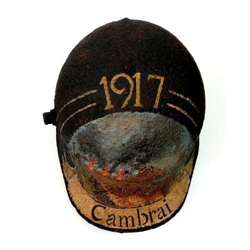 615 - WW1 German M16 Stahlhelm Helmet found near Cambrai with Post War Memorial.