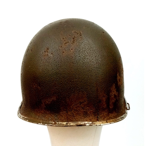 13 - A WW2 USA 8th Infantry Division M1 Swivel Bale Helmet with Westing-House Liner.