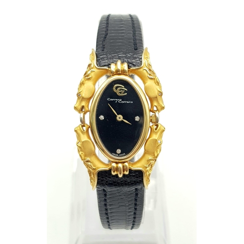 32 - A Designer Carrera Y Carrera Ladies 18K Gold Wristwatch - This beautiful timepiece is from the Eqvvs... 