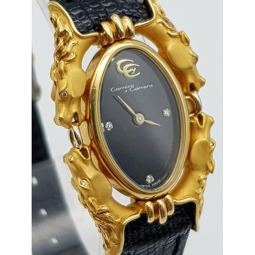 32 - A Designer Carrera Y Carrera Ladies 18K Gold Wristwatch - This beautiful timepiece is from the Eqvvs... 