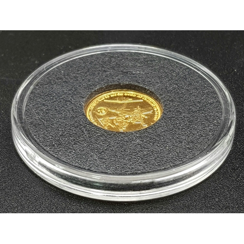 431 - A 2015 BATTLE OF BRITAIN COMMEMORATIVE GOLD PLATED COIN IN CAPSULE.  1.06gms