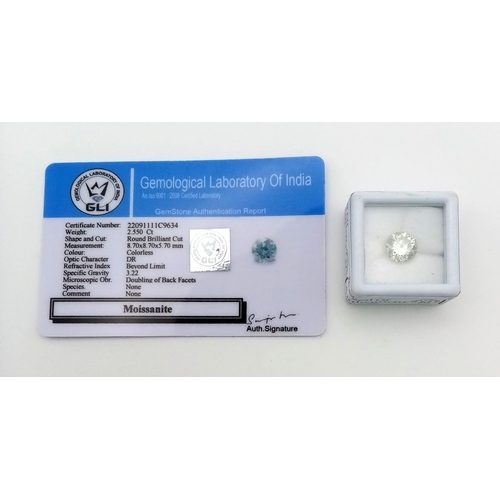 1108 - A 2.550cts White Moissanite - with certificate.