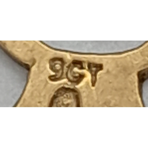 1293 - A 9K Yellow Gold 21 Key Pendant or Charm. 22mm. 0.83g