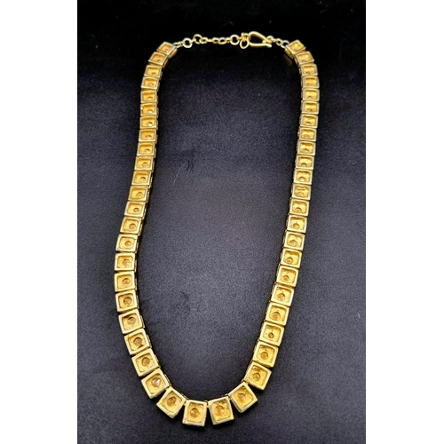 204 - A Flat Uncut Natural Diamond Necklace with Matching Dangler earrings - set in 925  gilded silver. Ne... 