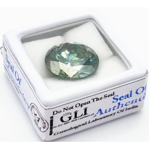 779 - A 10.395ct Round Brilliant cut blue moissanite. With certificate.