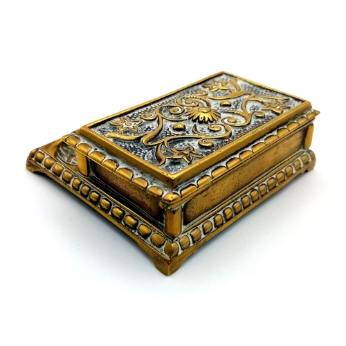 934 - Vintage or Antique Brass Stamp Box (8.5cm square) along with an Urn Shape Brass Paperweight-7cm Tall