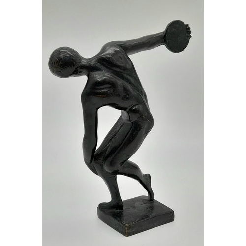 948 - A Vintage or Older Heavy Cast Bronze Sculpture of Myron’s Greek Discobolus Figure (Discus Thrower) 1... 