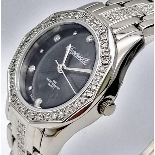 597 - A Limited Edition Ingersoll Diamond Ladies Watch. No. 70 of 150. Stainless steel strap and case - 24... 