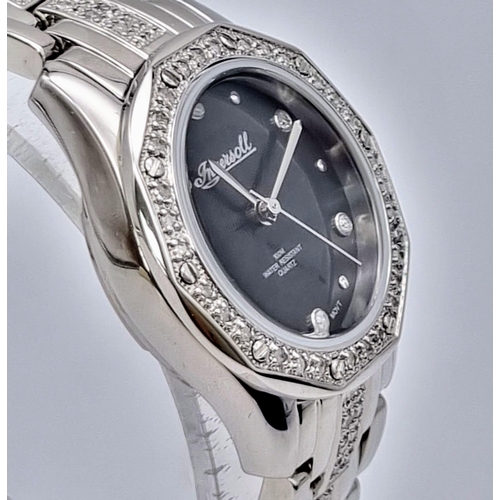 597 - A Limited Edition Ingersoll Diamond Ladies Watch. No. 70 of 150. Stainless steel strap and case - 24... 