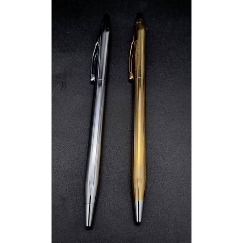 1040 - Two Vintage Cross Ball Point Pens In Original Boxes One Silver Tone and One Gold Tone