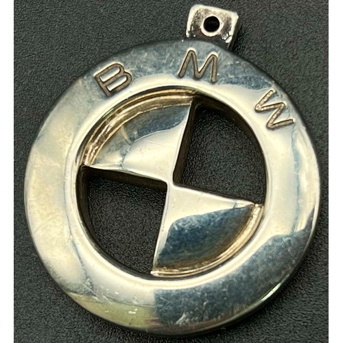 1168 - A Sterling Silver BMW Logo Pendant or Keyring. 24g, 26mm diameter.