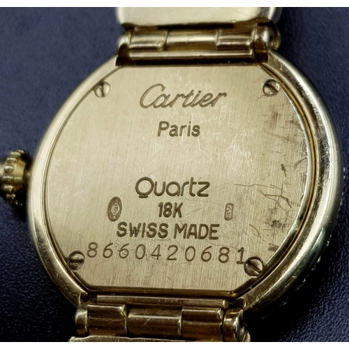 239 - Ladies CARTIER watch oozing elegance and sophistication. 18 K yellow gold, loaded with numerous bril... 