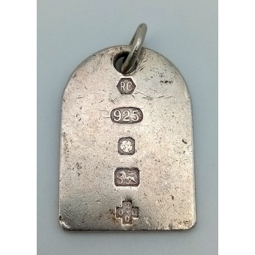 1309 - STERLING SILVER TAG PENDANT FULLY HALLMARKED 16.5G