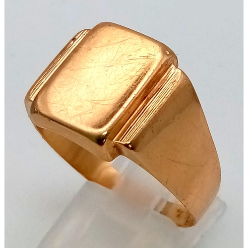 1480 - A 14K Yellow Gold (tested) Gents Signet Ring. 7.2g. Size Z. As found.