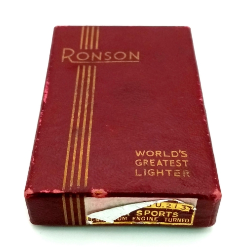 1110 - A Lovely Vintage Silver Tone Ronson Lighter. Comes in original box. A/F