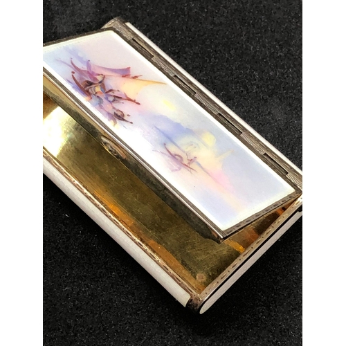 802 - Stunning 20th century Austrian guilloche enamel snuff/pill box 
C.1927

Stunning art to front of Ven... 