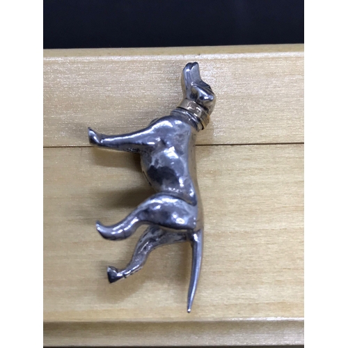 1105 - A Rare vintage  solid silver hunting dog with 9k gold dog collar Birmingham hallmarks in great condi... 