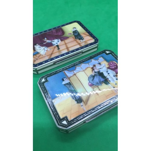 994 - STUNNING RARE ANTIQUE AUSTRIAN PAIR OF SOLID SILVER ENAMEL SNUFF BOX CIGARETTE CASES.
Weight of each... 