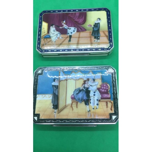 994 - STUNNING RARE ANTIQUE AUSTRIAN PAIR OF SOLID SILVER ENAMEL SNUFF BOX CIGARETTE CASES.
Weight of each... 